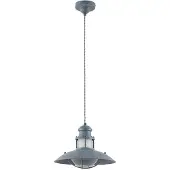 LINDBY Lampada a sospensione Louisanne, Ø35cm, grigio-verde, metallo, vetro