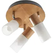 LINDBY Faretto da soffitto Christoph, 20 cm, a 3 luci, legno, rondel