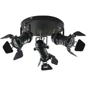LINDBY Faretto da soffitto Tilen, a 3 luci, nero, metallo, Ø 54 cm