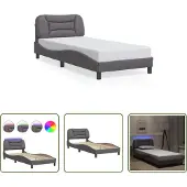 The Living Store Giroletto con LED grigio 80x200 cm in ecopelle