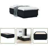 The Living Store Struttura letto nera 90x200 cm in materiale ligneo