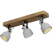 LINDBY Spot Mitis, 50 cm, a 3 luci, grigio, legno, cemento, GU10