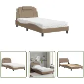 The Living Store Letto con materasso cappuccino-marrone 100x200 cm in ecopelle