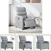 The Living Store Poltrona relax elettrica in tessuto grigio chiaro