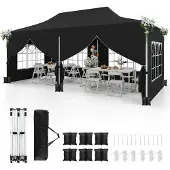 Northix Tenda a baldacchino pop-up 3x6 m con pareti rimovibili, nera