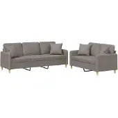 Syfax Set Divani 2 pz con Cuscini Tortora in Tessuto