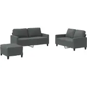 vidaXL Set divano 3 pezzi con cuscini in tessuto grigio scuro