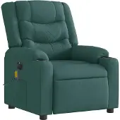 vidaXL Sedia da massaggio in tessuto verde scuro
