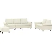 vidaXL Set divano 3 pezzi con cuscini in velluto crema