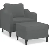 Syfax Poltrona con Poggiapiedi Grigio Scuro 60 cm in Tessuto