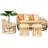 AEA 5tlg Gartenmöbel Sofagarnitur Tisch Hocker Sessel Veranda Sitzgruppen Modern