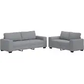 Syfax Set di Divani 2 pz con Cuscini Grigio Chiaro in Tessuto