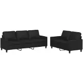 Syfax Set di Divani 2 pz con Cuscini Nero in Pelle finta