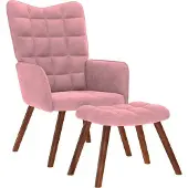 Syfax Poltrona Relax con Poggiapiedi Rosa in Velluto