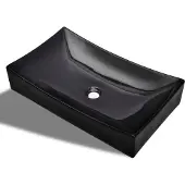Syfax Lavandino da bagno in Vetroceramica nera rettangolare