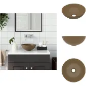 vidaXL Lavabo in Vetroceramica crema opaco rotondo - Lavabo da bagno