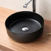 Sanycces Lavabo da appoggio rotondo in Vetroceramica MARSALA in nero