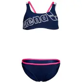 Arena Girl's Logo Swimsuit Two Pieces Bikini Bambini (164, blu)