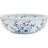 Syfax Lavabo da Appoggio Bianco e Blu Rotondo Φ41x14 cm Vetroceramica