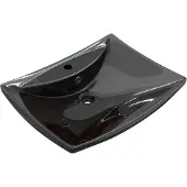 Syfax Lavabo Nero Vetroceramica Lusso Rettangolare Foro Trabocco Foro Rubinetto