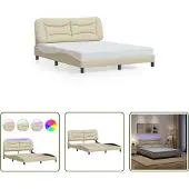 The Living Store Giroletto con LED crema 160x200 cm in tessuto