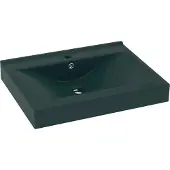 Syfax Lavabo con Foro Rubinetto Verde Scuro Opaco 60x46cm in Vetroceramica