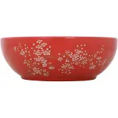 Syfax Lavabo da Appoggio Bianco e Rosso Rotondo Φ41x14 cm Vetroceramica