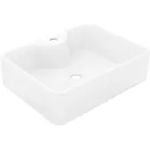 Syfax Lavandino Bagno in Vetroceramica Bianca Quadrato con Foro per Rubinetto