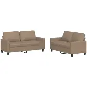 Syfax Set di Divani 2 pz con Cuscini cappuccino in Pelle finta