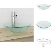 vidaXL Lavabo in vetro temperato 42 cm trasparente - Lavabo da bagno