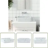 The Living Store Lavabo da appoggio Bianco Rettangolare 46x35,5x13cm Vetroceramica