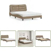 The Living Store Letto con materasso cappuccino-marrone 140x190 cm in ecopelle