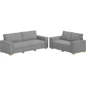 Syfax Set di Divani 2 pz con Cuscini Grigio Chiaro in Tessuto