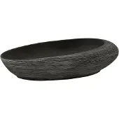 Syfax Lavabo da Appoggio Grigio e Nero Ovale 59x40x14 cm Vetroceramica