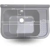 Adgo Lavabo per lavanderia e garage grigio 50x34x21 cm