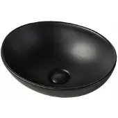 Rexo Lavabo in Vetroceramica da appoggio, nero opaco, ovale