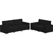 Syfax Set di Divani 2 pz con Cuscini Nero in Tessuto