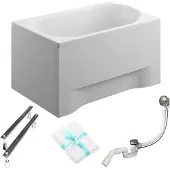 Polimat Mini vasca rettangolare 100x65 + rivestimento bianco + sifone