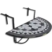 Syfax Tavolo Sospeso da Balcone Nero e Bianco con Mosaico