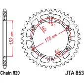 JT Sprockets Pignone Posteriore Yamaha Jta853.40blk Aluminium