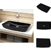 vidaXL Lavabo in Vetroceramica nero rettangolare - Lavabo da bagno