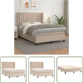 The Living Store Letto a molle insacchettate Materasso Cappuccino-Marrone 140x200cm Similcuoio
