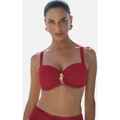 Love & roses Top per bikini rosso scuro