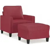 Syfax Poltrona con Poggiapiedi Rosso Vino 60 cm in Pelle finta