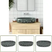 The Living Store Lavabo da appoggio Blu Ovale 59x40x14 cm Vetroceramica