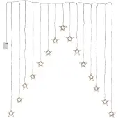 Star Trading Tenda luminosa a LED 15 stelle illuminate bianco caldo timer L 125 cm H 120 cm