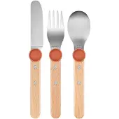 Opinel Le Petit Gourmet 3256 Coral Red, set di posate per bambini da 3 pezzi