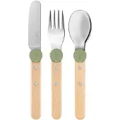 Opinel Le Petit Gourmet 3258 Olive Green, set di posate per bambini da 3 pezzi