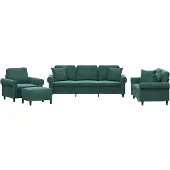 vidaXL Set di divani 4 pezzi con cuscini in velluto verde scuro