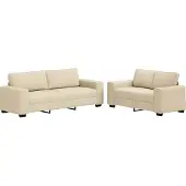 Syfax Set di Divani 2 pz con Cuscini Crema in Tessuto